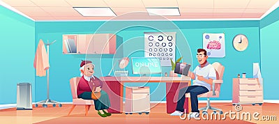 Senior patient at doctor therapist office checkup Vector Illustration