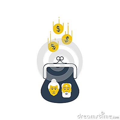 Senior people bank account interest concept, wealthy aged couple, allowance Vector Illustration