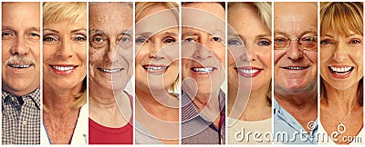Senior people faces collection Stock Photo
