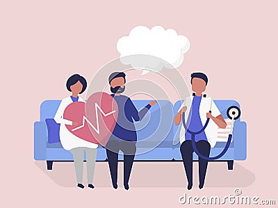 Senior people getting a checkup at a hospital Vector Illustration