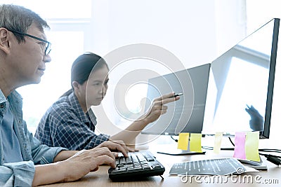 Senior programmer work with Developing programming Stock Photo