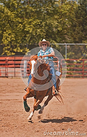 Senior Rider Charge for Home Editorial Stock Photo