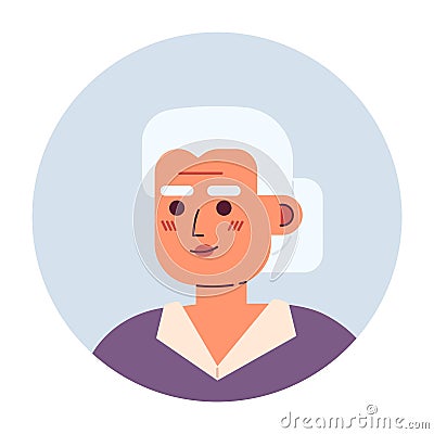 Senior silver haired woman semi flat vector character head Vector Illustration