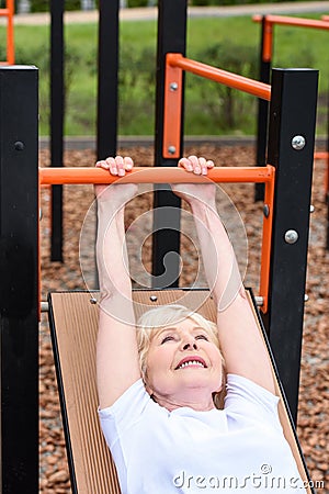 senior sportive woman training Stock Photo