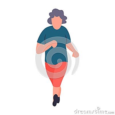 Senior sportswoman running. Old woman jogging. Recreation and leisure senior activities concept. Cartoon elderly female Stock Photo