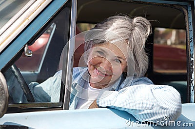 Senior Taking a Drive Stock Photo