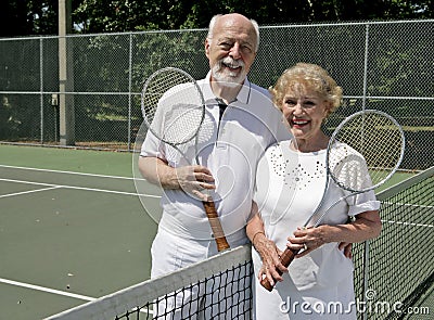 Senior Tennis Players Stock Photo