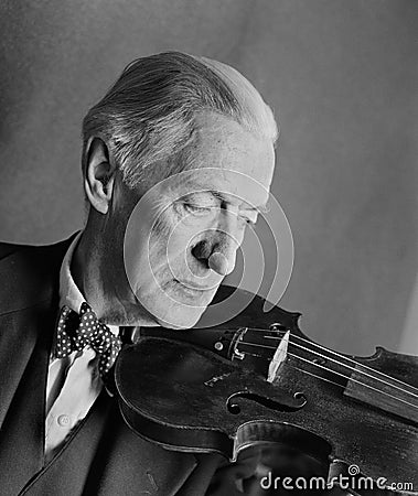 Senior Violinist Musician Portrait Stock Photo