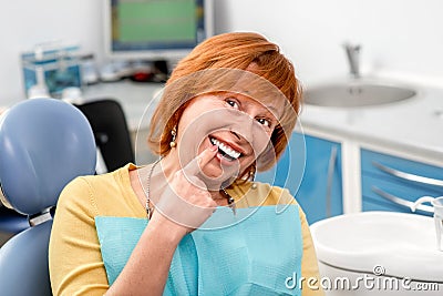 Senior woman in the dental office. Stock Photo
