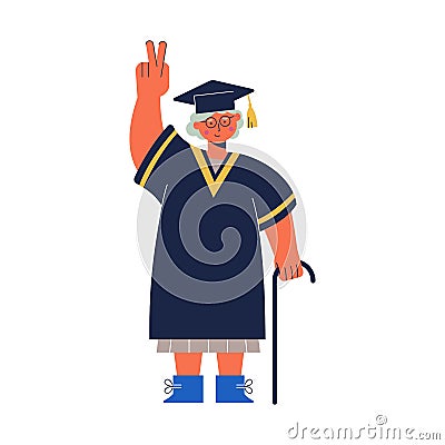 Senior woman graduate education for old people Vector Illustration