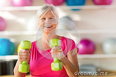 Senior woman at the gym Stock Photo