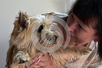 Senior woman and her dog Stock Photo