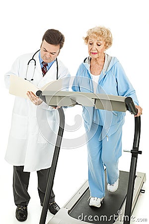 Senior Woman - Monitored Exercise Stock Photo