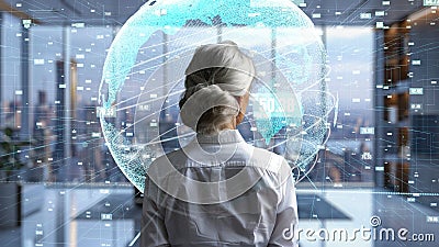Senior Woman Programmer Engaged in LISP AI Engineering Stock Photo