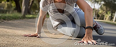 Senior woman suffered a knee injury while jogging in the park. Knee grass during physical exercise. Generative AI Stock Photo