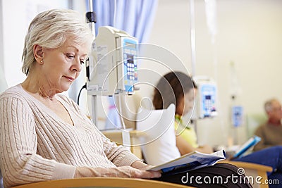 Senior Woman Undergoing Chemotherapy In Hospital Stock Photo