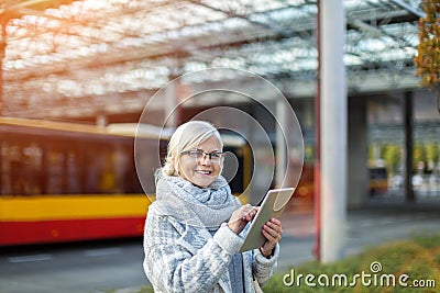 Senior woman using tablet Stock Photo