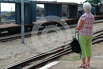 Senior woman waiting Stock Photo