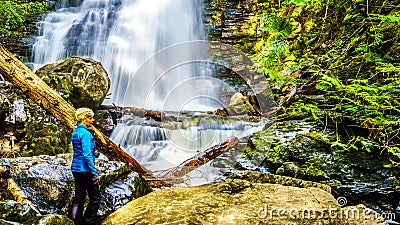 Whitecroft Falls, on McGillivray Creek in the town of Whitecroft, BC, Canada Stock Photo