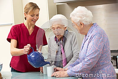Senior women at home with carer Stock Photo