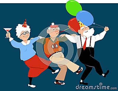 Seniors celebrate holidays Vector Illustration