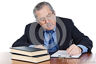 Seniors man writing Stock Photo