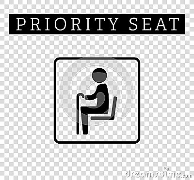 Seniors or old man sign. Priority seating for customers, special place icon isolated on background. Vector Illustration