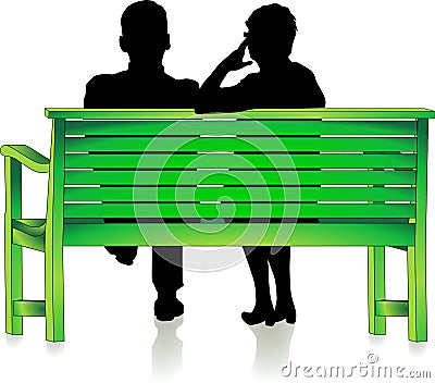 Seniors at park bench Vector Illustration