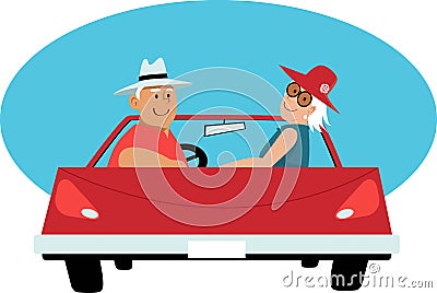 Seniors on a road trip Vector Illustration