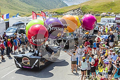 Senseo Caravan in Alps - Tour de France 2015 Editorial Stock Photo