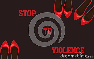 Sensibilization banner about violence on women on dark background Stock Photo