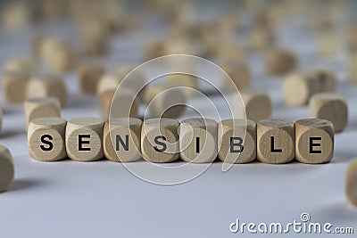 Sensible - cube with letters, sign with wooden cubes Stock Photo