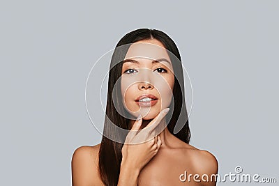 Sensitive care for a luminous skin. Stock Photo