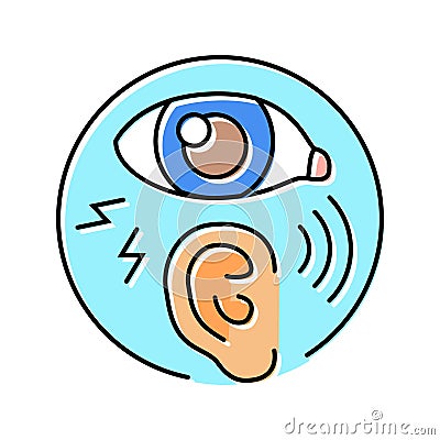 sensitivity light sound disease symptom color icon vector illustration Cartoon Illustration