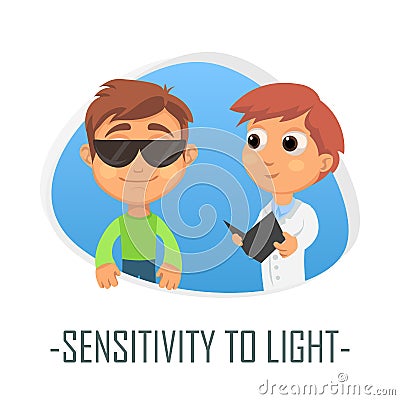 Sensitivity to light medical concept. Vector illustration. Cartoon Illustration