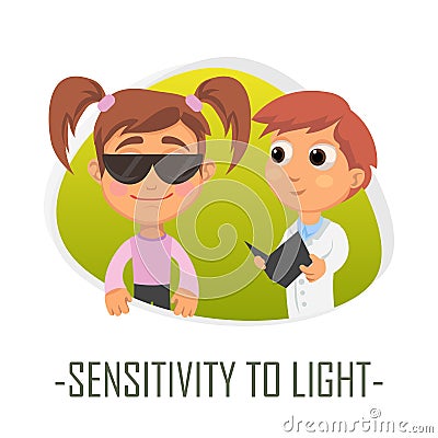 Sensitivity to light medical concept. Vector illustration. Cartoon Illustration