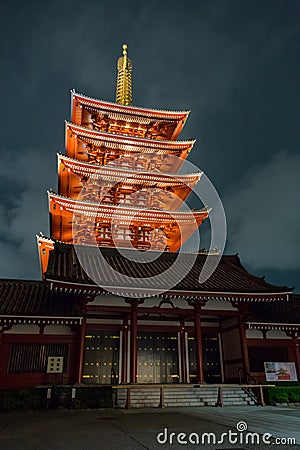 Sensoji Tokyo Japan at Night Stock Photo