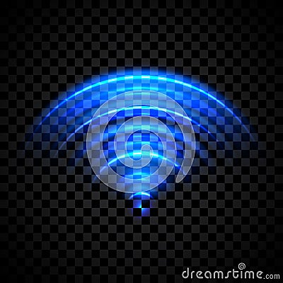 Sensor effect. Radar sensing system. Sonar waves signal, scanner, laser isolatted on transparent background. Vector Illustration