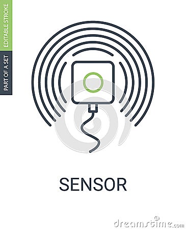 Sensor Vector Outline Icon with Editable Stroke Vector Illustration