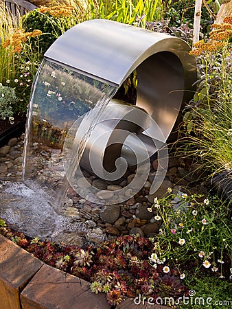 Sensory Garden Water Fountain Sculpture Stock Photo