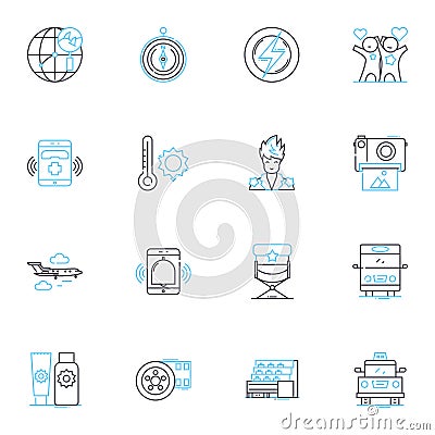 Sensory stimulation linear icons set. Tactile, Aroma, Flavor, Touch, Visual, Auditory, Gustatory line vector and concept Vector Illustration
