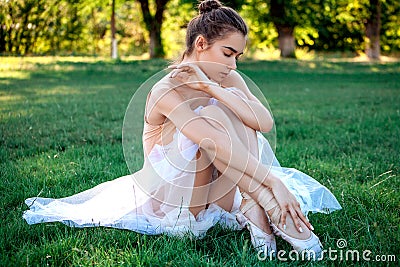 Sensual ballerina in nature Stock Photo