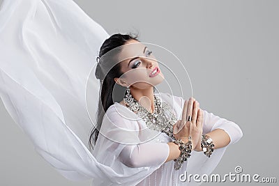 Sensual oriental belly dancer performance Stock Photo