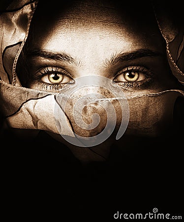 Sensual eyes of mysterious woman Stock Photo