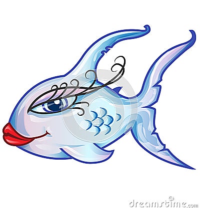 Sensual fish cartoon Vector Illustration