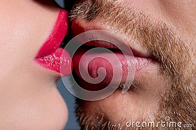 Sensual kiss. Young couple kissing and making love. Kisses lovers. Stock Photo
