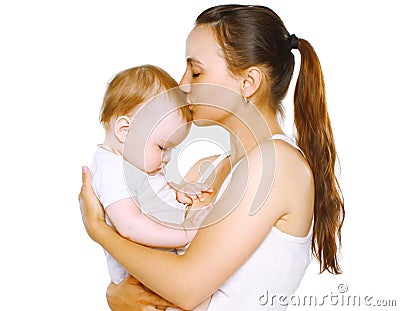 Sensual mom kiss baby Stock Photo