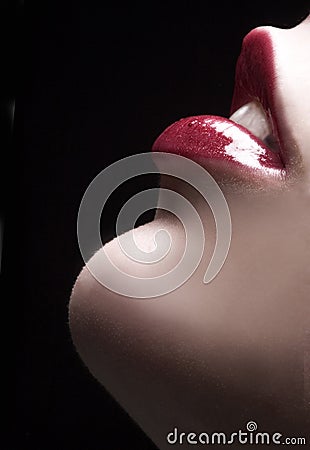 Sensual red lips Stock Photo