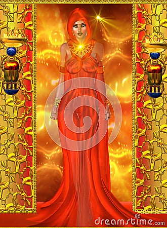 Sensual, spirit woman in red Stock Photo