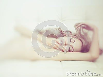 Sensual woman in bed Stock Photo